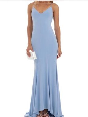 Lucy in the Sky Soft Blue Spaghetti Strap Maxi Gown